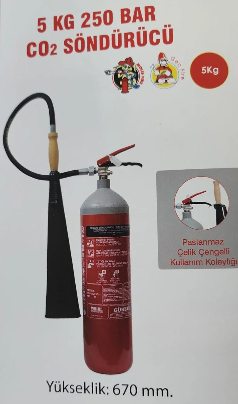 Yangın Söndürme Tüpü 5 kg Karbondioksitli Co2 Gazlı